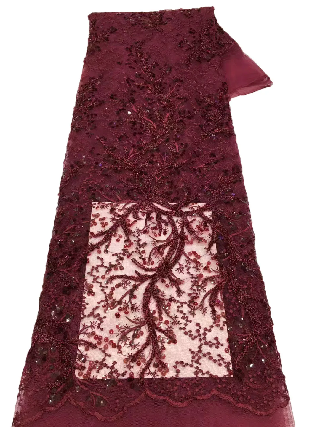 Новое кружевное полотно с объемной вышивкой из 7 мм блесток + шерстяной веревки, высококачественное африканское модное платье чонсам, отличная цена Изображение 0