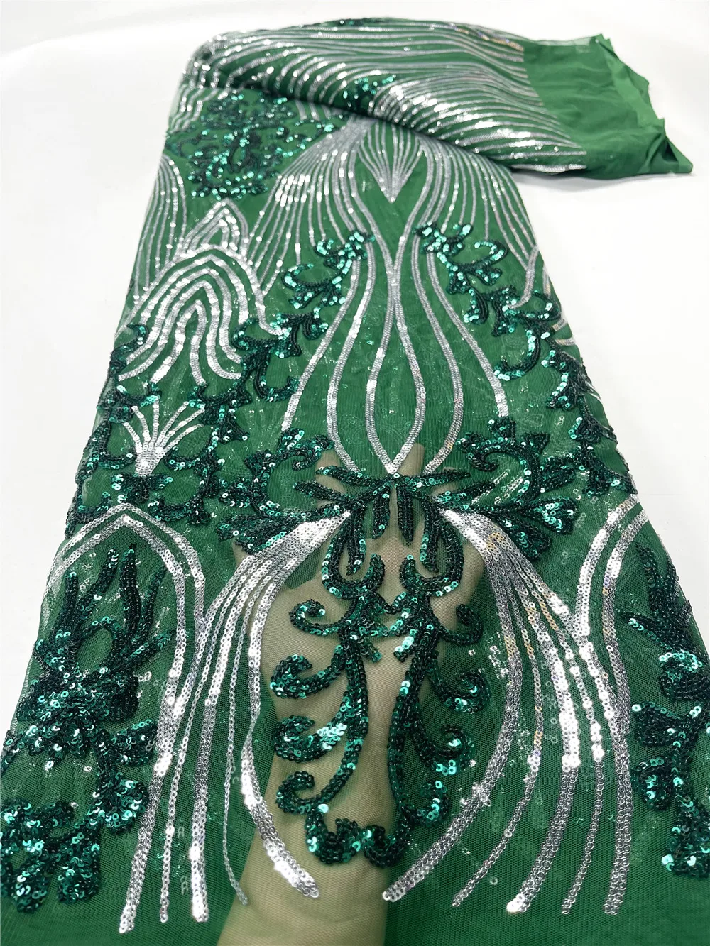 Ulifelace Африканская Французская Сетка С Цветными Блестками Embriodery Высококачественное Нигерийское Белое Сетчатое Свадебное Платье Из Тюлевой Сетчатой Ткани F4198 Изображение 1