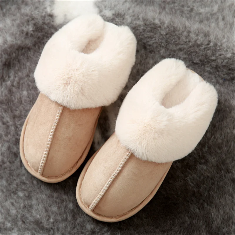 Плюшевые теплые домашние тапочки на плоской подошве JIANBUDAN, легкие мягкие удобные зимние тапочки, женская хлопчатобумажная обувь, домашние плюшевые тапочки Изображение 0