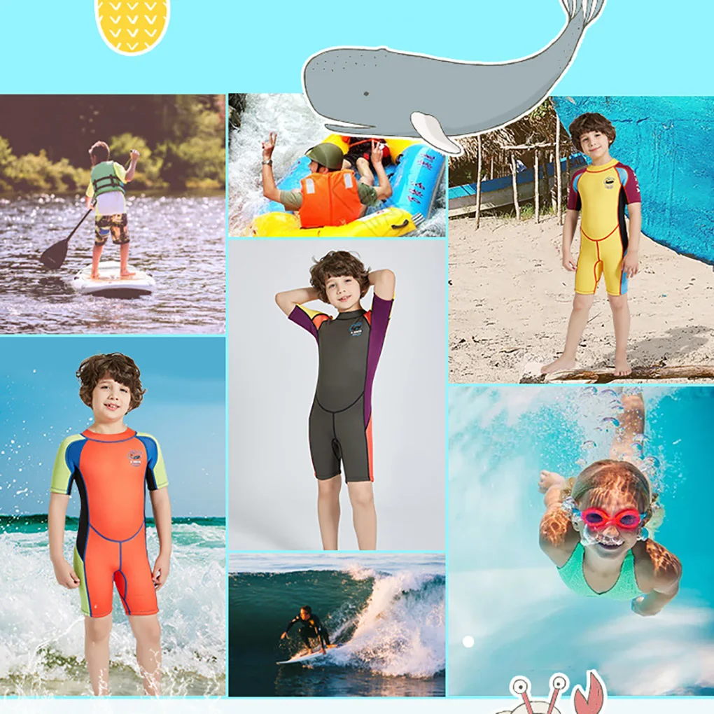 Детский гидрокостюм, цельные купальники, короткий костюм медузы для серфинга Изображение 1