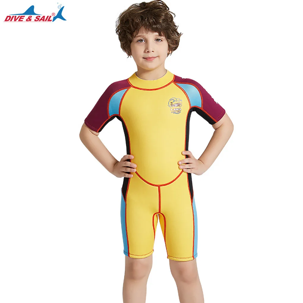 Детский гидрокостюм, цельные купальники, короткий костюм медузы для серфинга Изображение 4