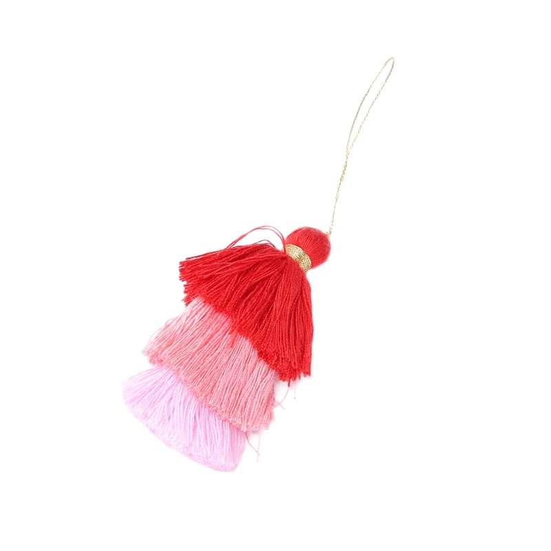 4шт 3,2 дюйма (8,0 см) 3-слойная подвеска с кисточками для рукоделия с петлей для подвешивания Красный, розово-красный, розовый Изображение 1