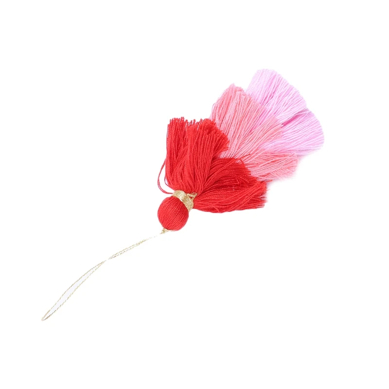 4шт 3,2 дюйма (8,0 см) 3-слойная подвеска с кисточками для рукоделия с петлей для подвешивания Красный, розово-красный, розовый Изображение 3