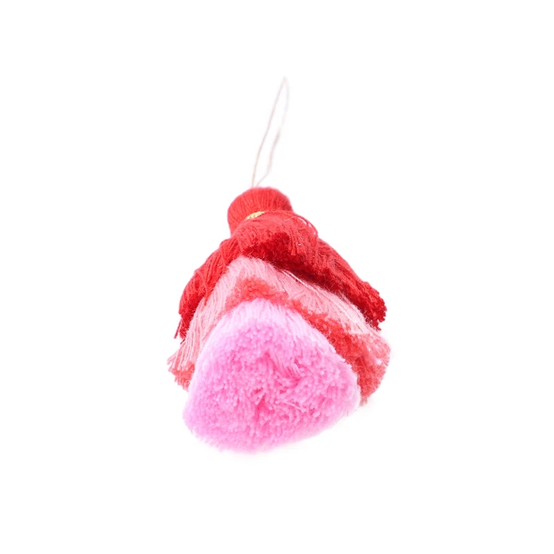 4шт 3,2 дюйма (8,0 см) 3-слойная подвеска с кисточками для рукоделия с петлей для подвешивания Красный, розово-красный, розовый Изображение 5