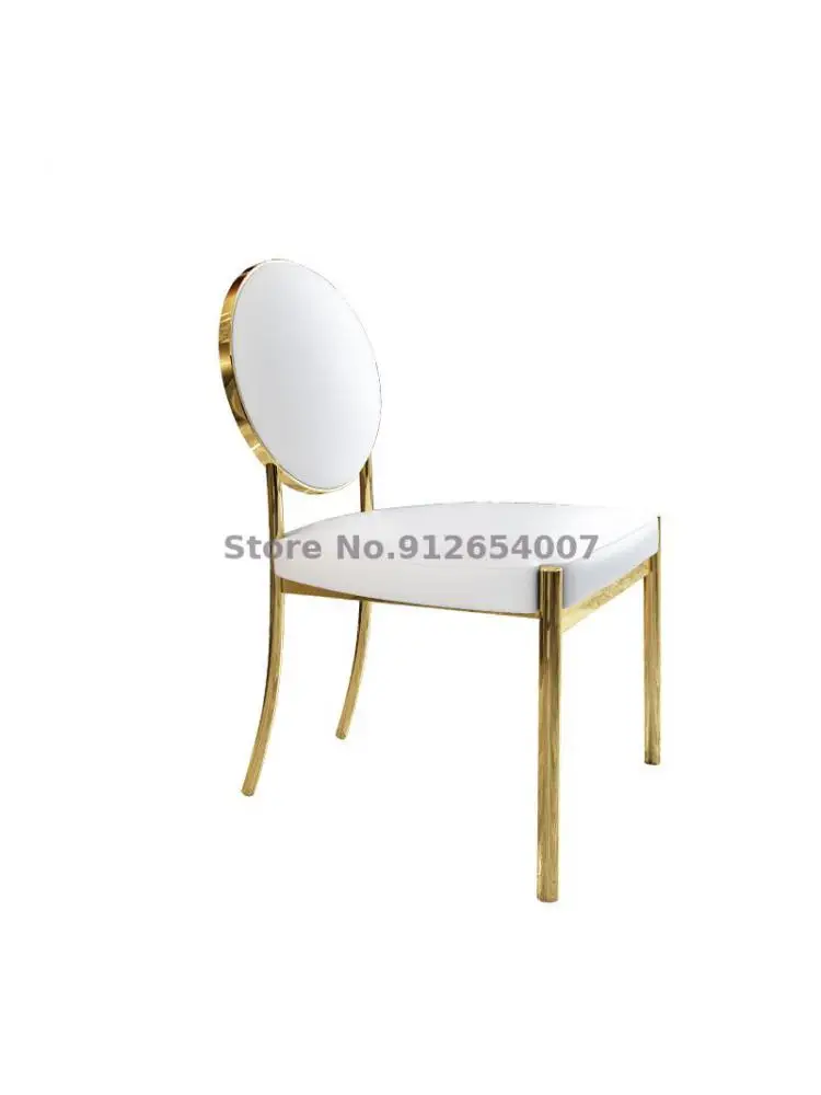 Обеденный стол и стул в стиле постмодерн, минимализм, позолоченная нержавеющая сталь, индивидуальный дизайн маленькой квартиры, Столовая из белой кожи Изображение 0