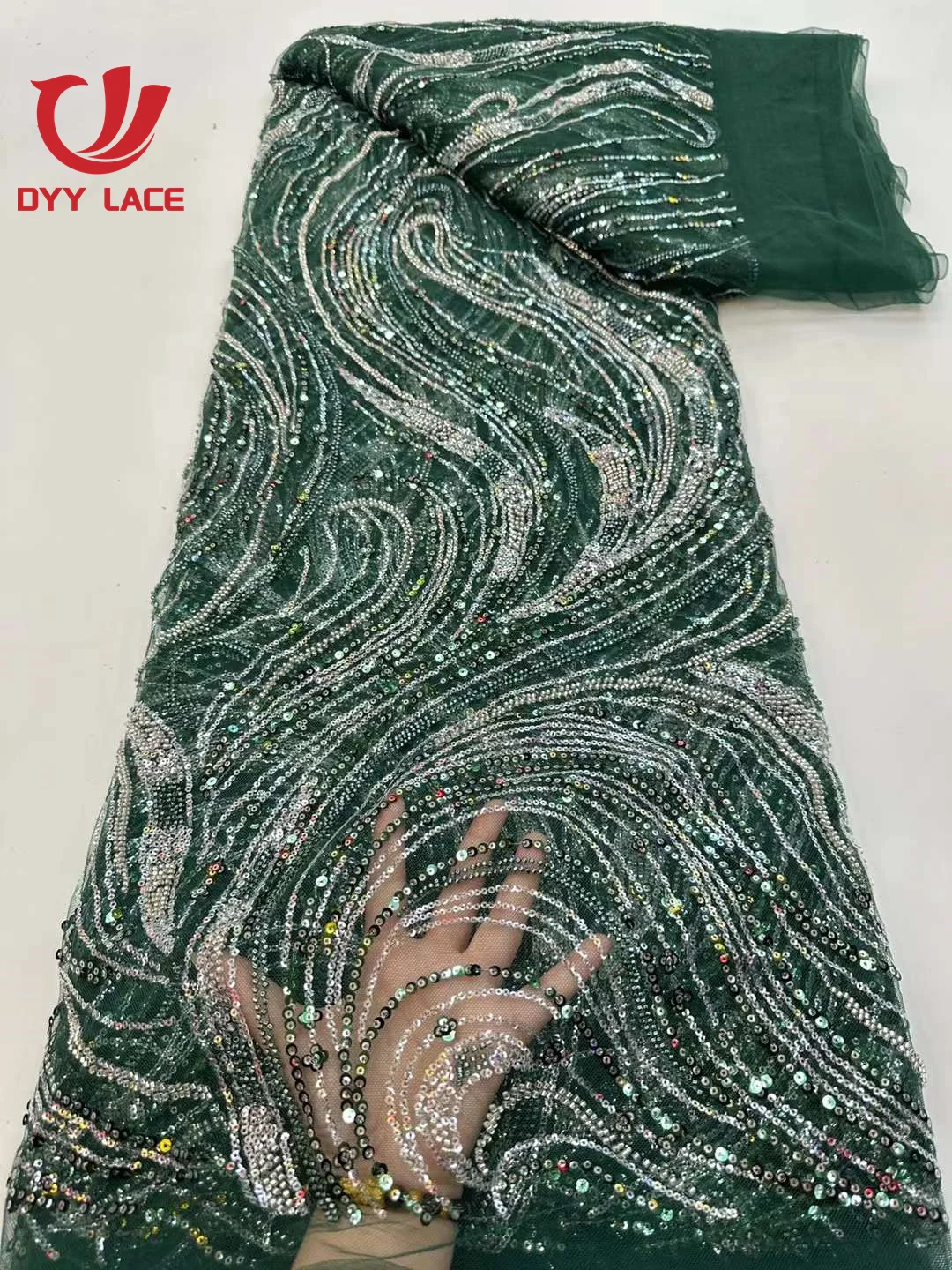 2023 Роскошная Кружевная Ткань Для Африканского Жениха, Высококачественная Вышивка Блестками, Французское Тюлевое кружево, Нигерийское Свадебное платье, 5 Ярдов Изображение 0