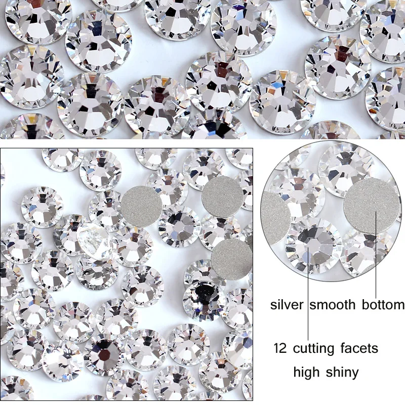 Высококачественные блестящие драгоценные камни Ss3-ss50 Flatback Stones Кристалл, не требующий исправления, стразы для украшения ногтей стразами Изображение 0