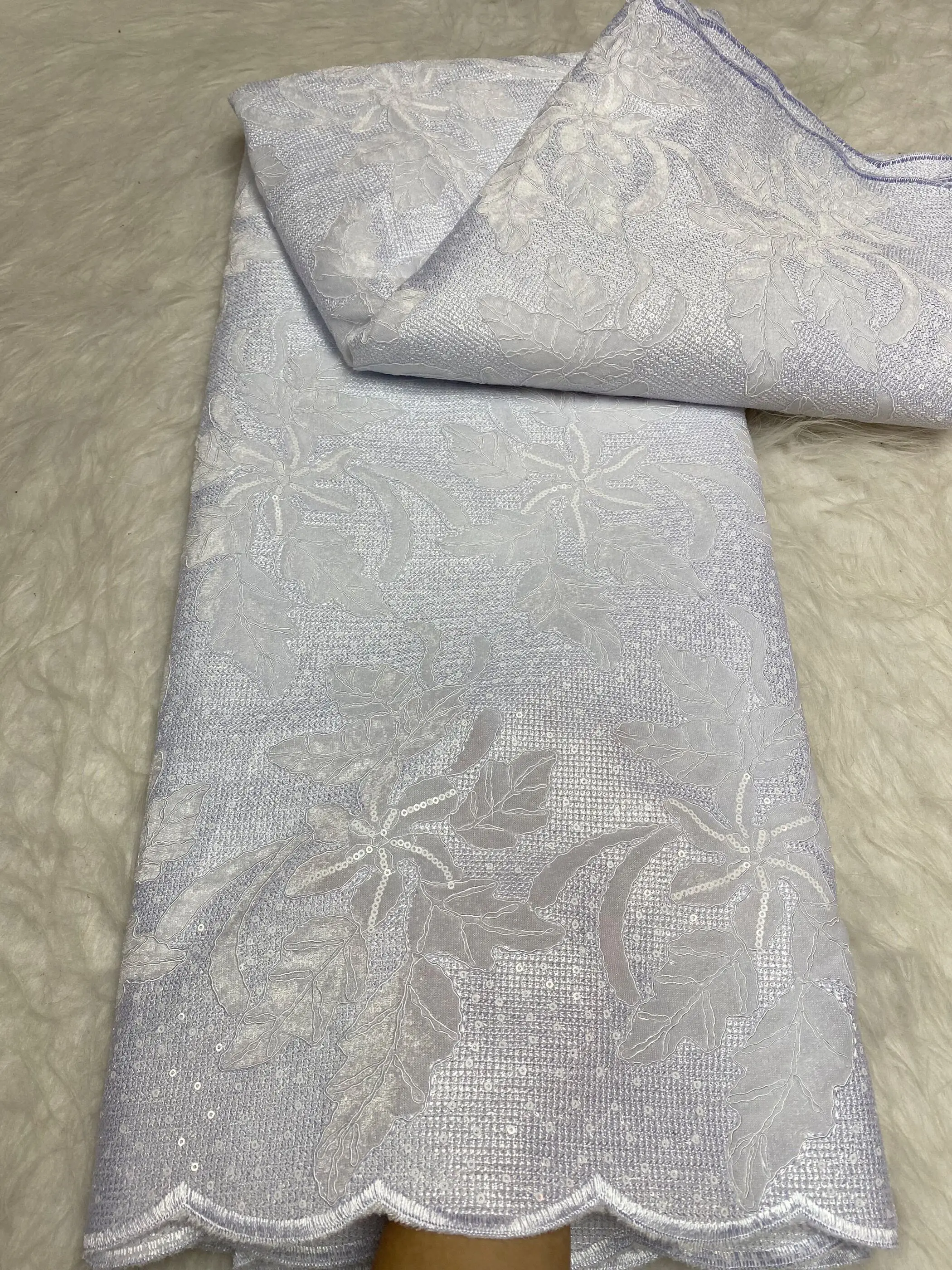 Бархатная кружевная ткань с пайетками 2023, новейшая высококачественная кружевная ткань с вышивкой шнуром, 5 ярдов для вечернего платья Изображение 3