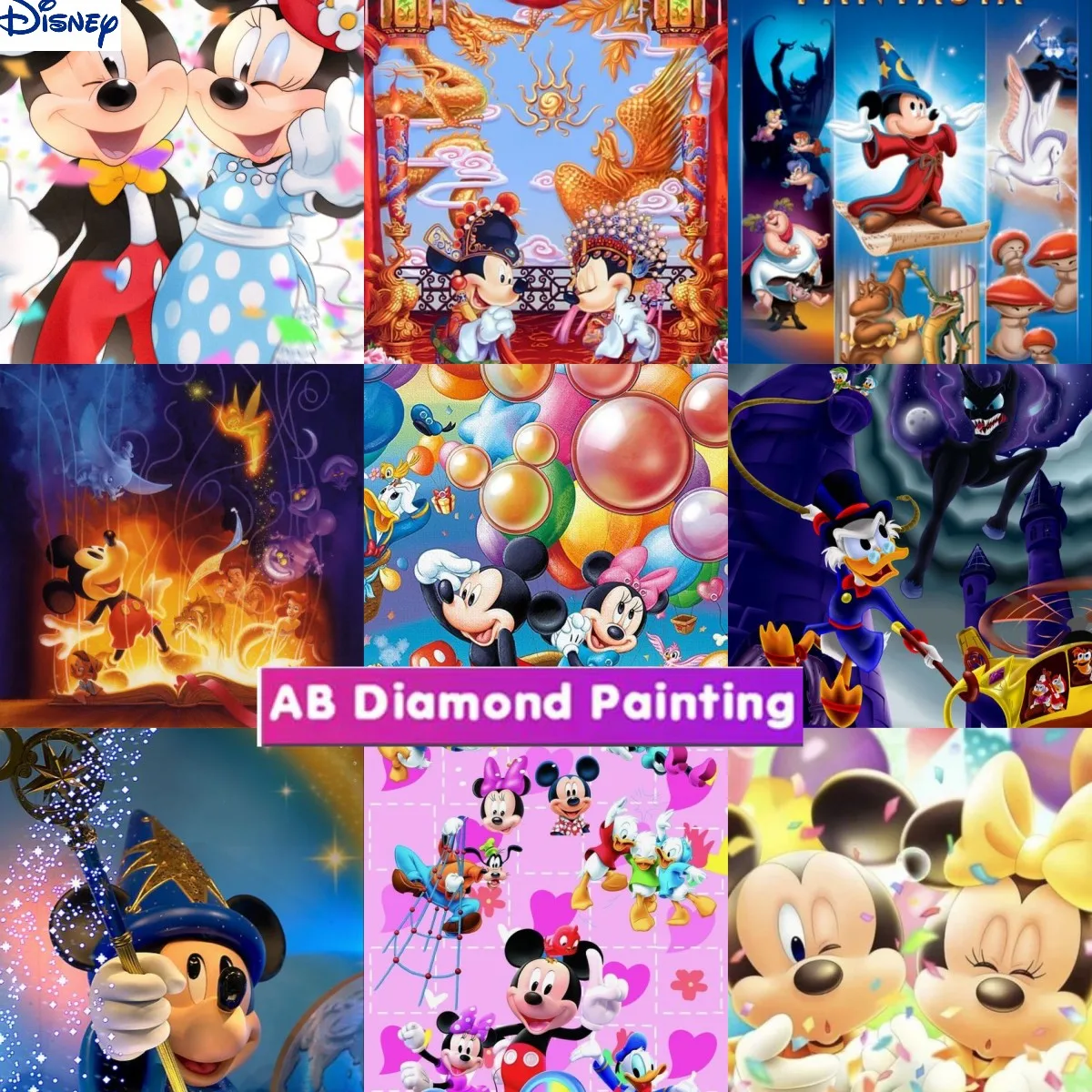 Disney 5D Алмазная живопись, Круглая алмазная вышивка, Животные, Микки и Минни Маус, Мозаика из стразов, домашний декор Изображение 0