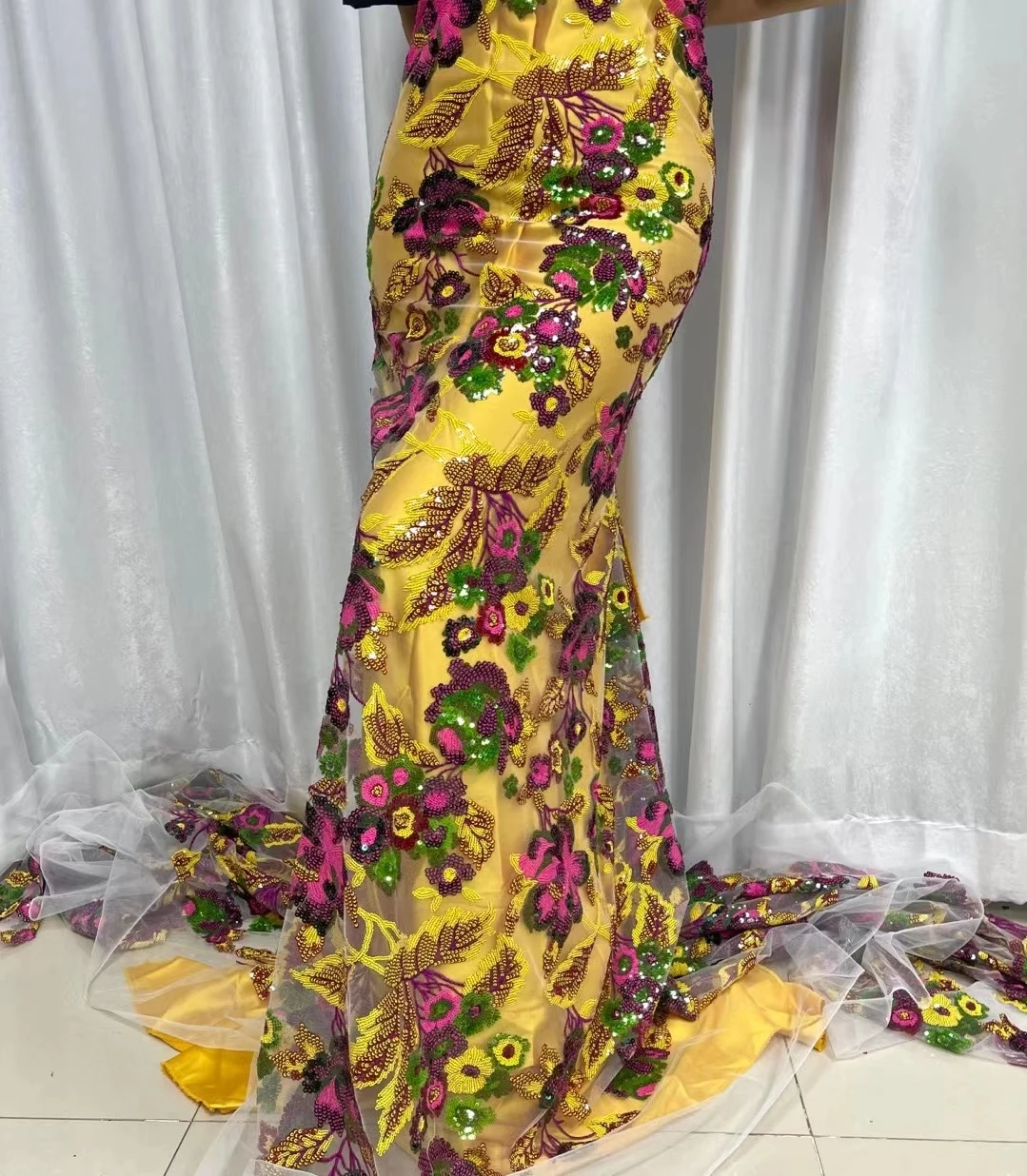 Французская кружевная ткань С блестками, Роскошный Дубайский Блестящий Африканский Тюль, 5 Ярдов, платья для свадебных вечеринок, Высококачественная Нигерийская сетка Изображение 5