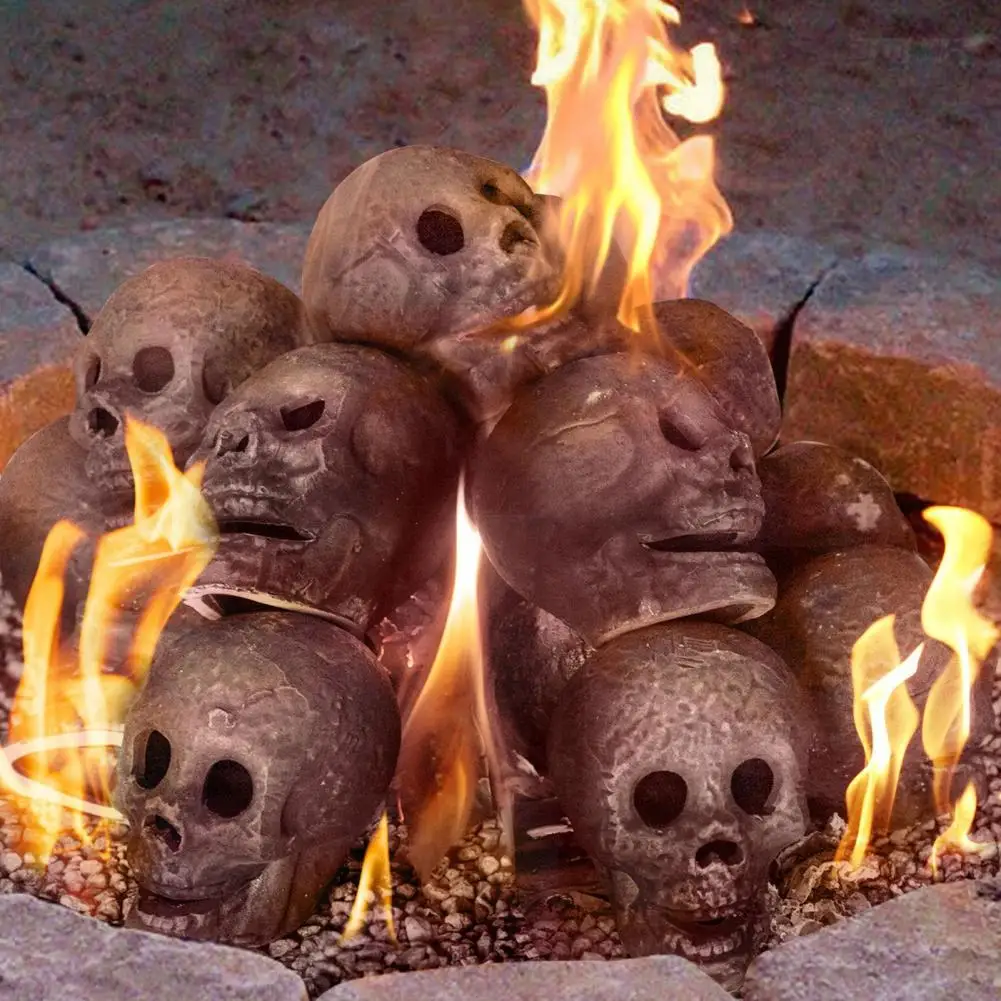 Сверхпрочный череп, реалистичные огнеупорные украшения из черепов на Хэллоуин для костров, каминов, походных костров, Жуткие украшения для вечеринок Изображение 3
