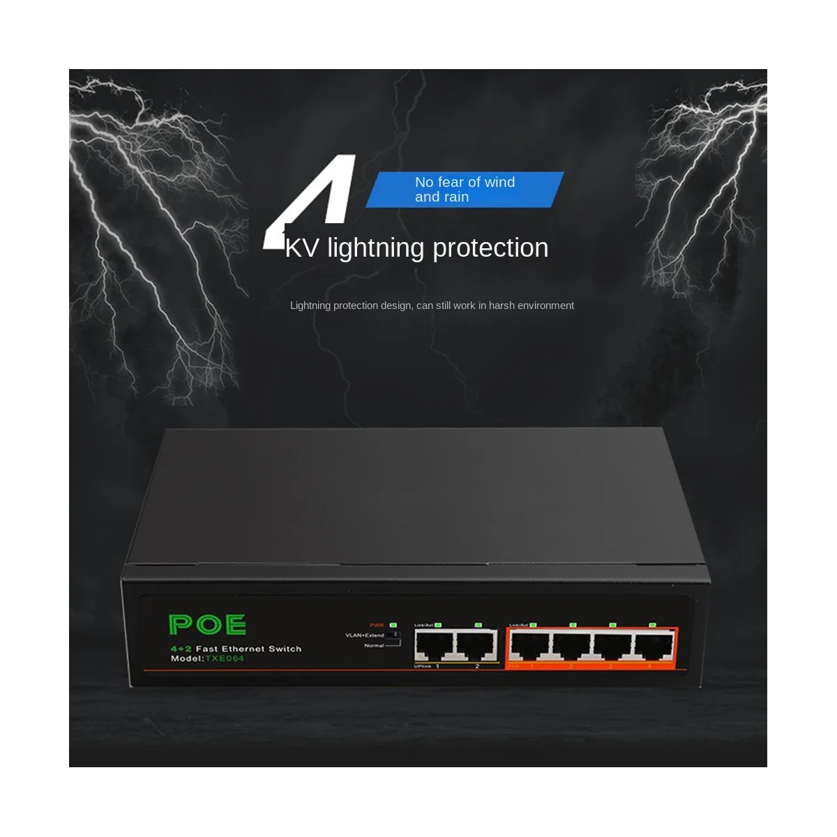 6 Портов POE-коммутатора 4-PoE + 2 UP-Link Сеть Fast Ethernet 100 Мбит/с, Концентратор Домашней сети, Адаптер Серии Power Connect-US Plug Изображение 2