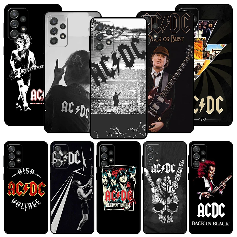 Ac-Dc Rock Band Music Черный Чехол для телефона Samsung Galaxy A54 A53 A52 A14 A13 A12 A34 A33 A32 A24 A23 A22 A04 A03S A02S A72 A73 Изображение 0