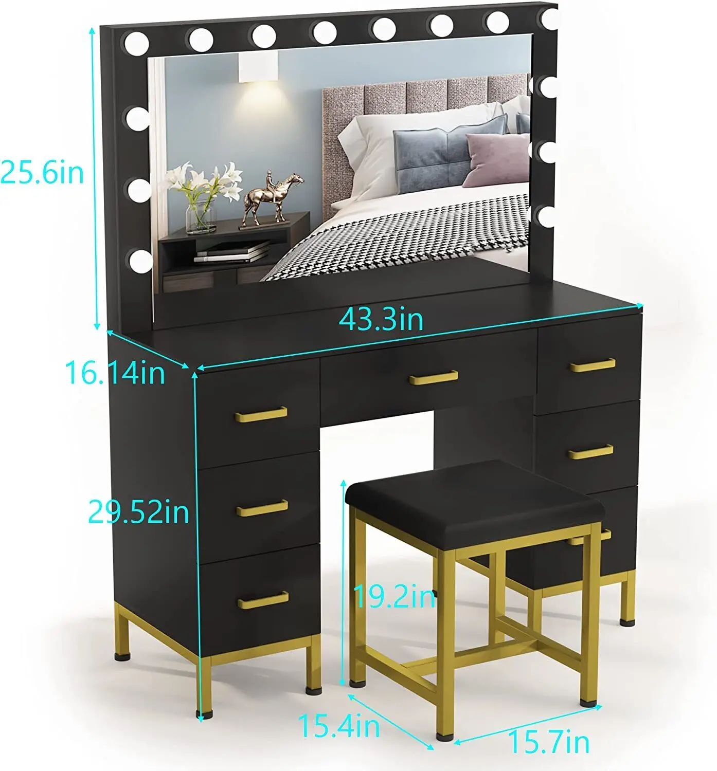 Дизайн в индустриальном стиле, женский туалетный столик для спальни, столик для хранения косметики, мебельный столик, шкафчик, декоративный шкаф Изображение 5