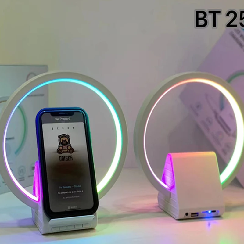 15 Вт Беспроводное Зарядное Устройство Подставка Будильник LED Атмосфера RGB Свет Настольная Лампа Bluetooth Динамик Приложение Управление Для iPhone 14 13 Samsung Изображение 4