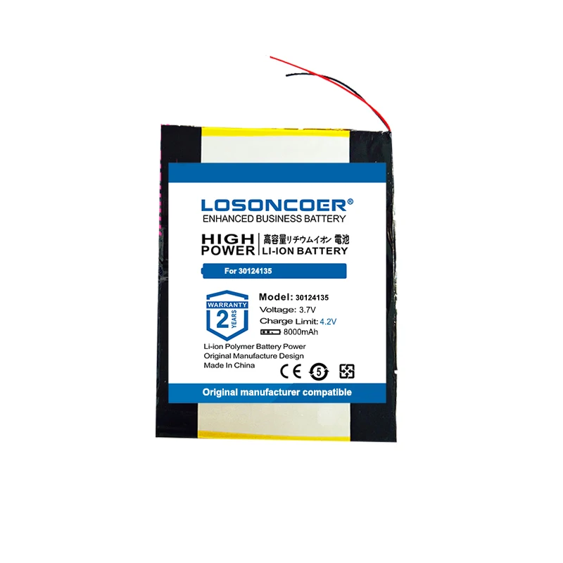 LOSONCOER, лидирующий бренд, 100% Новый полимерный литий-ионный аккумулятор емкостью 8000 мАч в режиме длительного ожидания с разъемом для CH, аккумулятора планшетного ПК Изображение 1