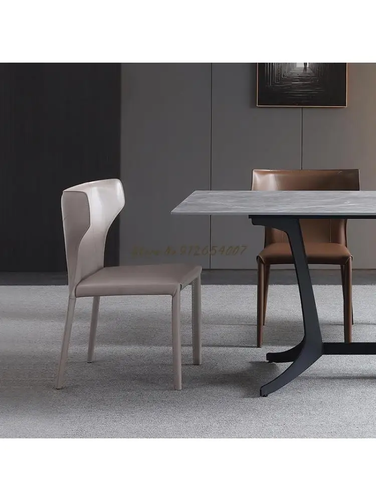 Обеденный стул из натуральной кожи с седлом, Домашний Современный минималистичный Скандинавский легкий Роскошный обеденный стул, Итальянский минималистичный дизайнерский стул, письменный стул Изображение 0