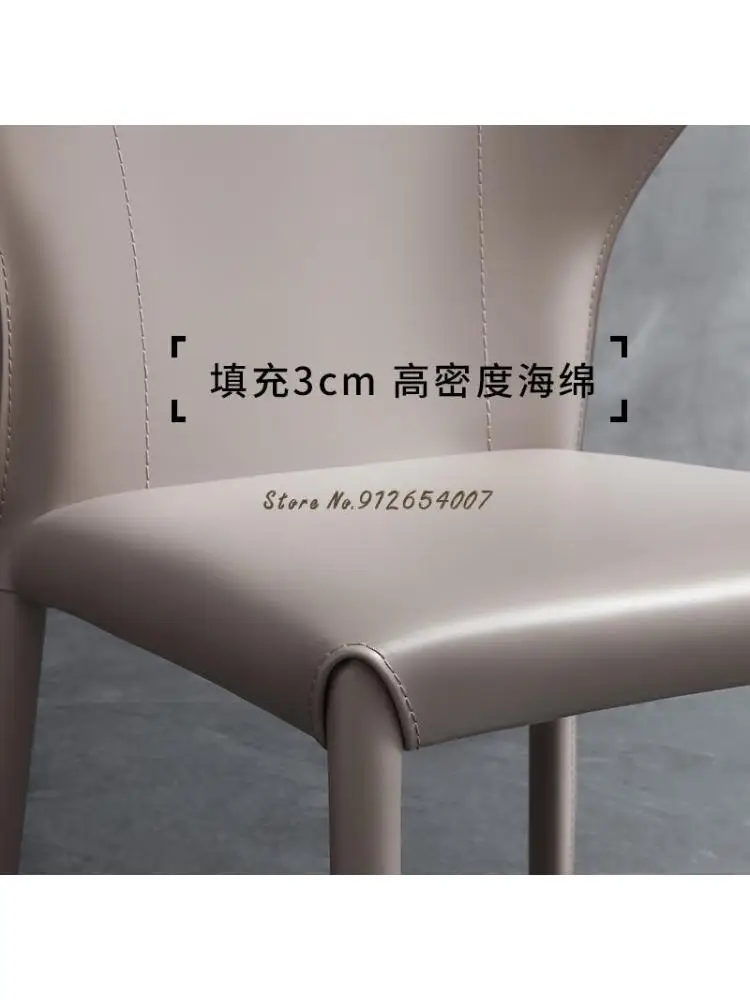 Обеденный стул из натуральной кожи с седлом, Домашний Современный минималистичный Скандинавский легкий Роскошный обеденный стул, Итальянский минималистичный дизайнерский стул, письменный стул Изображение 3