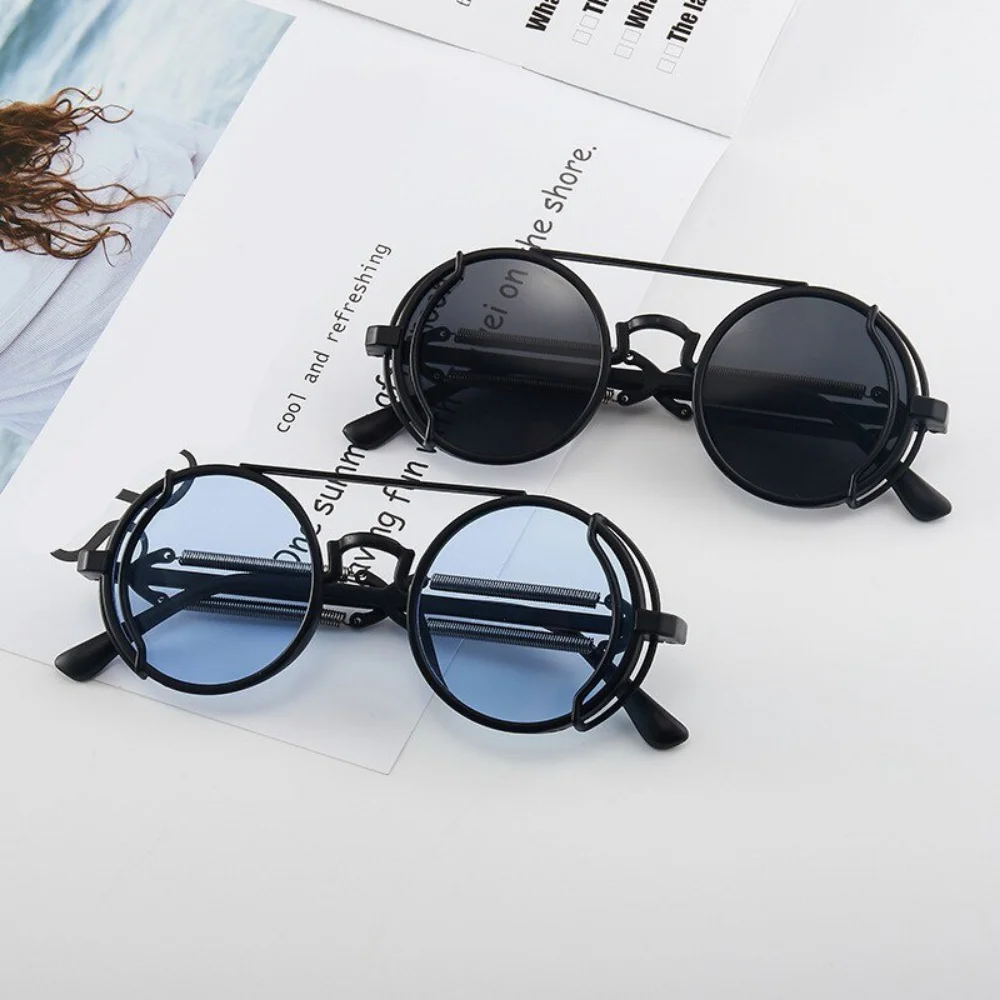 Винтажные солнцезащитные очки С цветными линзами, очки для мужчин и женщин, солнцезащитные очки в круглой металлической оправе в стиле ретро, Очки высокого качества UV400 Изображение 2