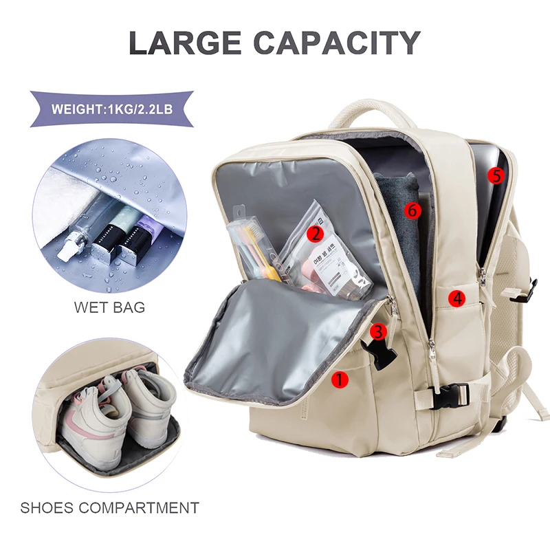 Водонепроницаемый женский дорожный рюкзак, спортивная сумка-тоут, спортивная сумка для спортзала, переноска на плечо, рюкзак для выходных, ночной багаж Mochila Изображение 2