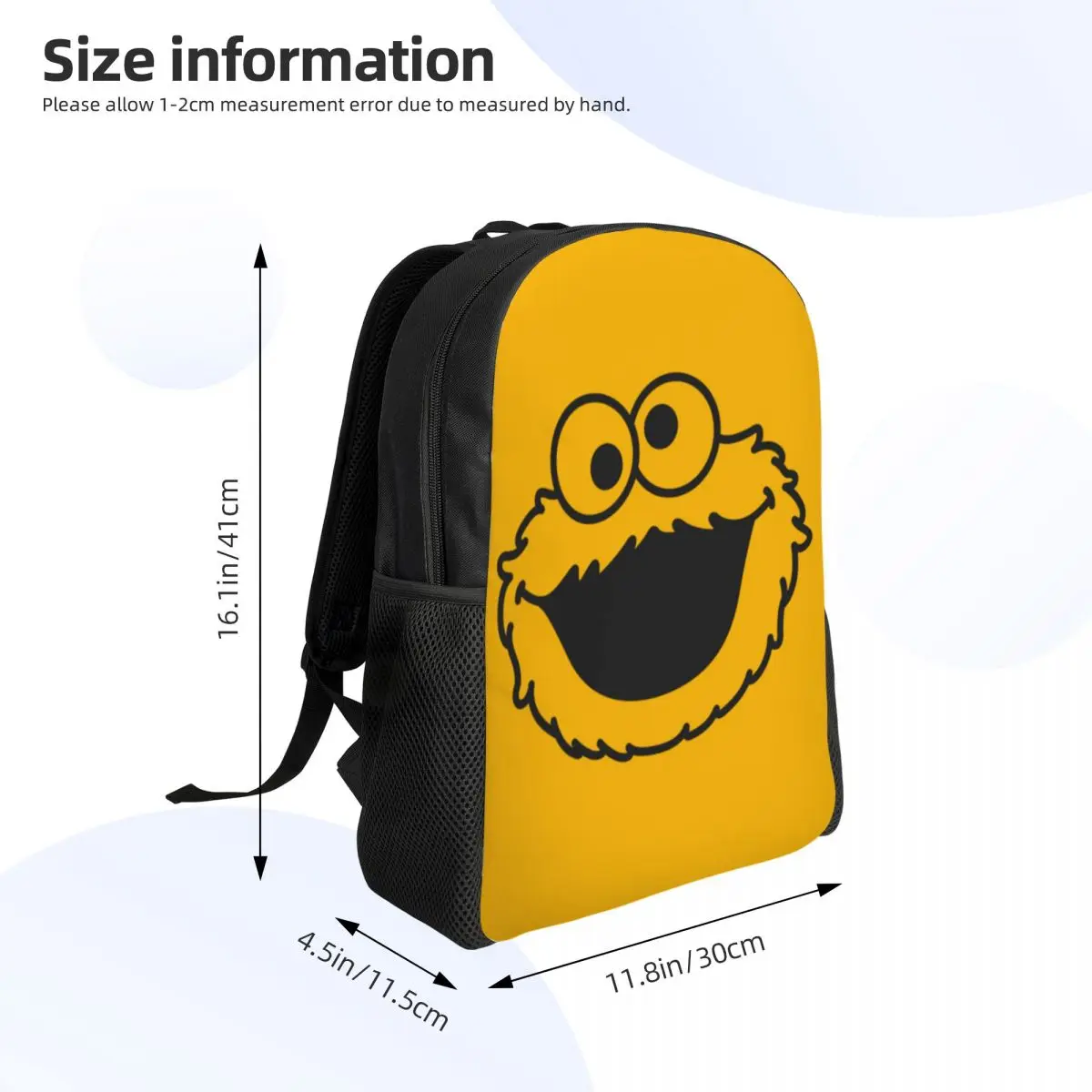 Рюкзак для путешествий Cartoon Cookie Monster Elmo, женский, мужской, школьный, компьютерный, рюкзак для студентов колледжа 