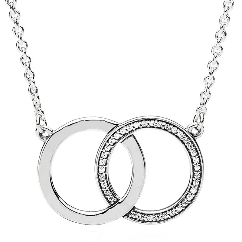 Логотип Radiant Hearts Forever, Фирменный круг, Незабудки, ожерелье из модного стерлингового серебра 925 Пробы, Ювелирные изделия своими руками Изображение 1