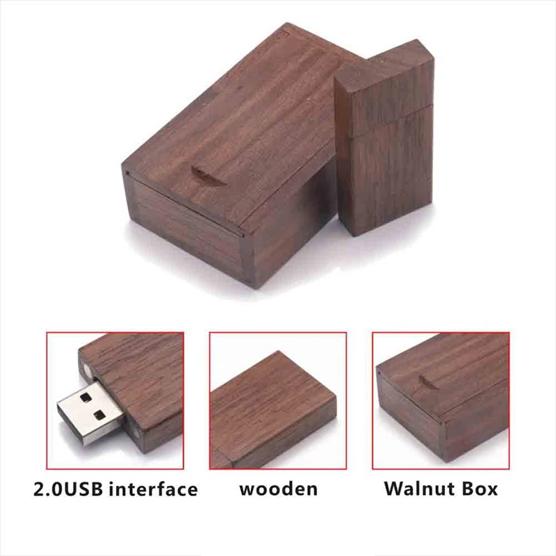 USB-накопитель, Карта памяти, U-диск, Внешняя память, Портативная Деревянная флешка с коробкой Изображение 2