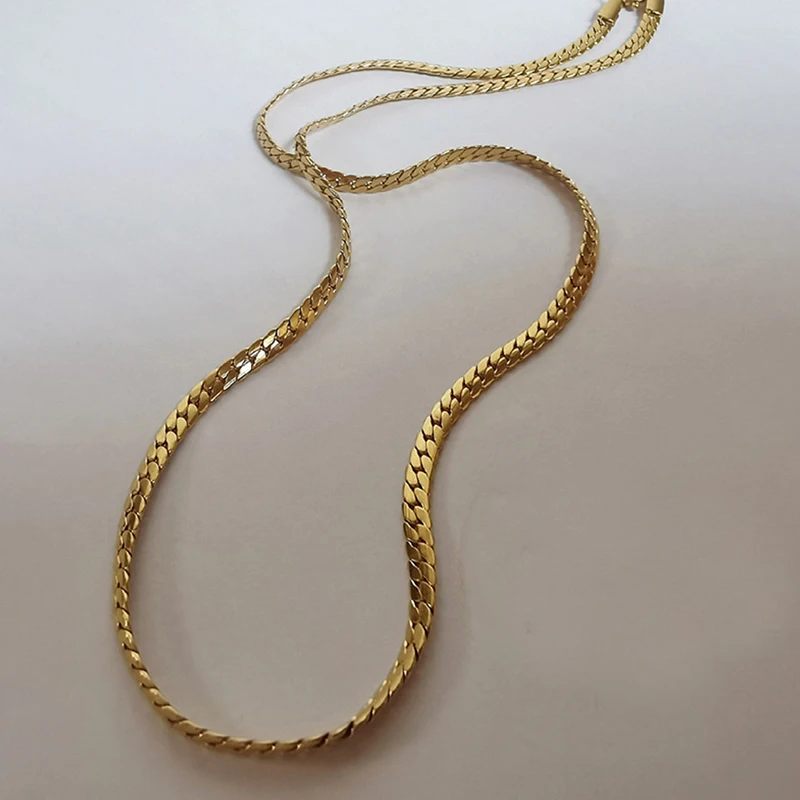 Модные ожерелья с цепочками из титановой стали для мужчин и женщин Цепочка с хлыстом золотого цвета Классическое минималистичное колье Ювелирный подарок Изображение 0