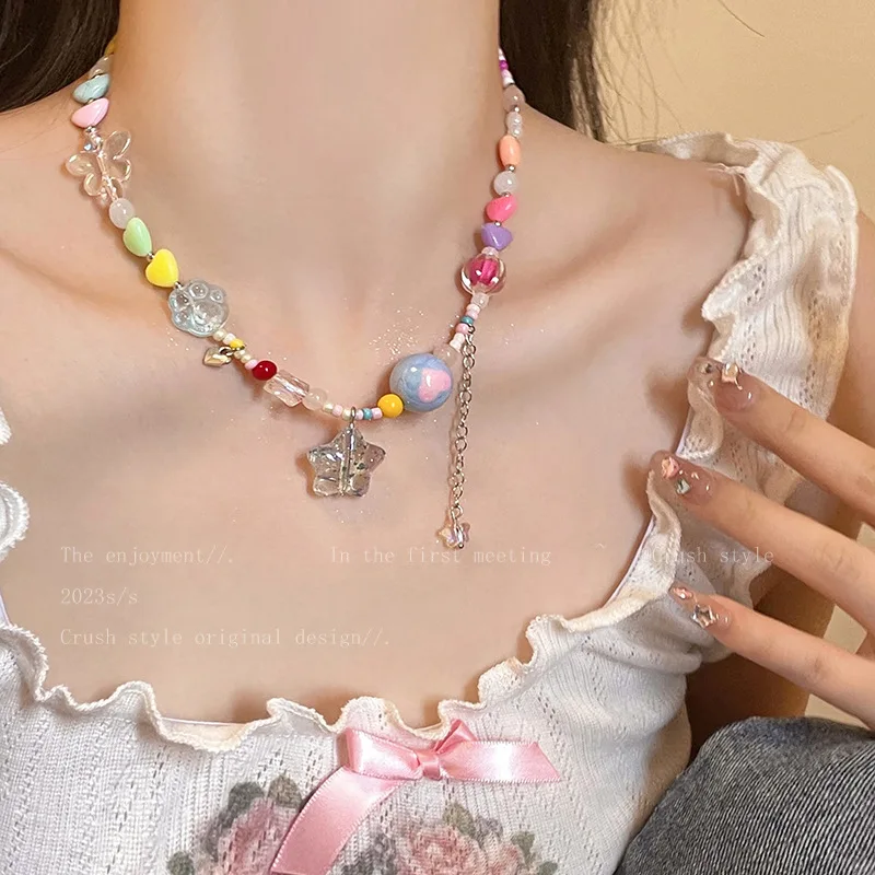 Горячее цветное ожерелье с пентаграммой Корейская модная милая цепочка для ключиц BM Cool Стильные ювелирные аксессуары Изображение 2