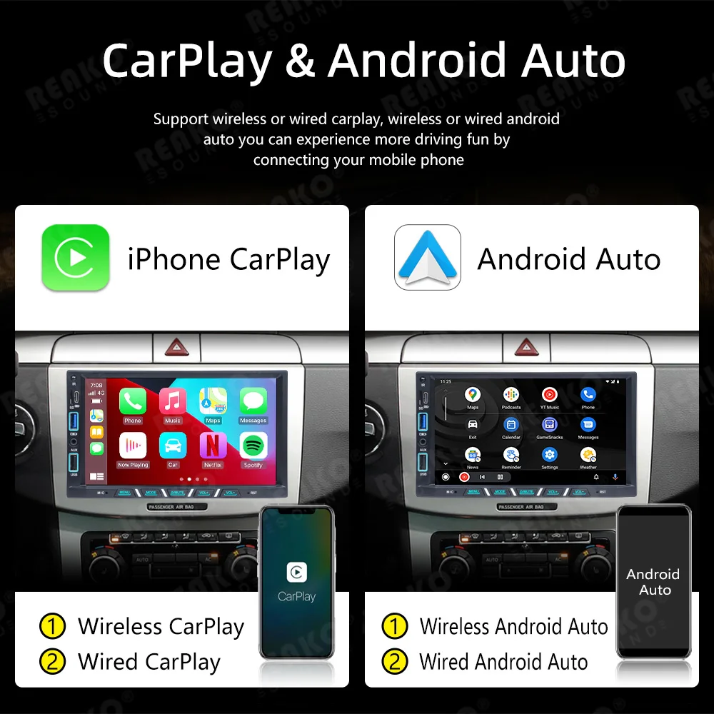 X-REAKO 7 Дюймов 1din Универсальный Автомобильный Android 12 Радио Стерео Беспроводной CarPlay Авто GPS Навигация Мультимедийный Плеер BT Мультимедиа Изображение 5