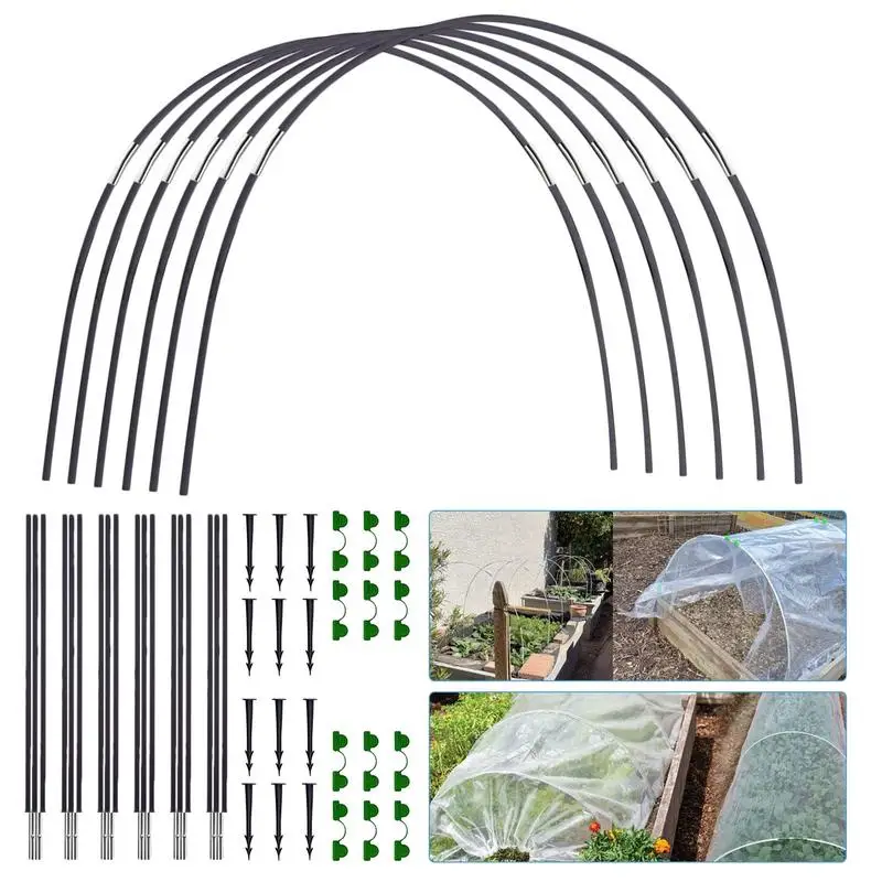 Кольца для теплицы Туннель для выращивания садовых растений Гибкие Изогнутые колья Многоразовая Опорная рама Изображение 0