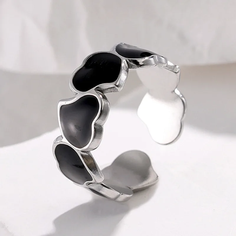 Открытое кольцо women love love простое кольцо из нержавеющей стали 316L с регулируемым дизайном Изображение 2