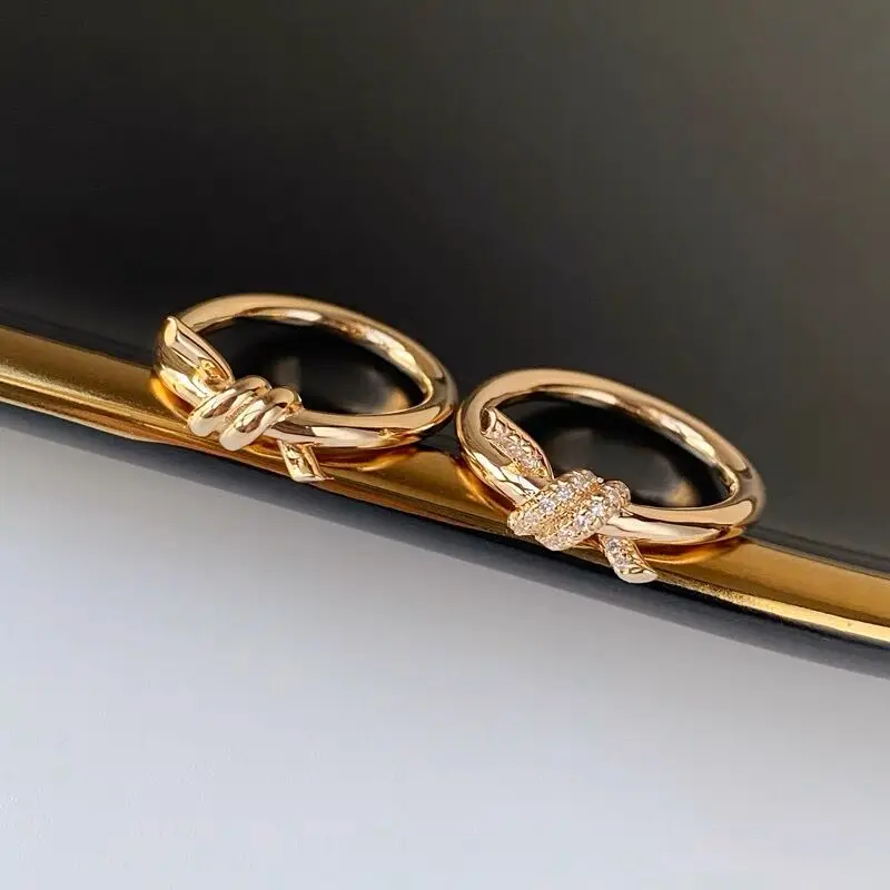 Высококачественные Роскошные ювелирные изделия из стерлингового серебра 925 пробы, кольцо с узлом для женщин, изысканный темперамент, модный бренд класса люкс, подарок для вечеринки Изображение 0