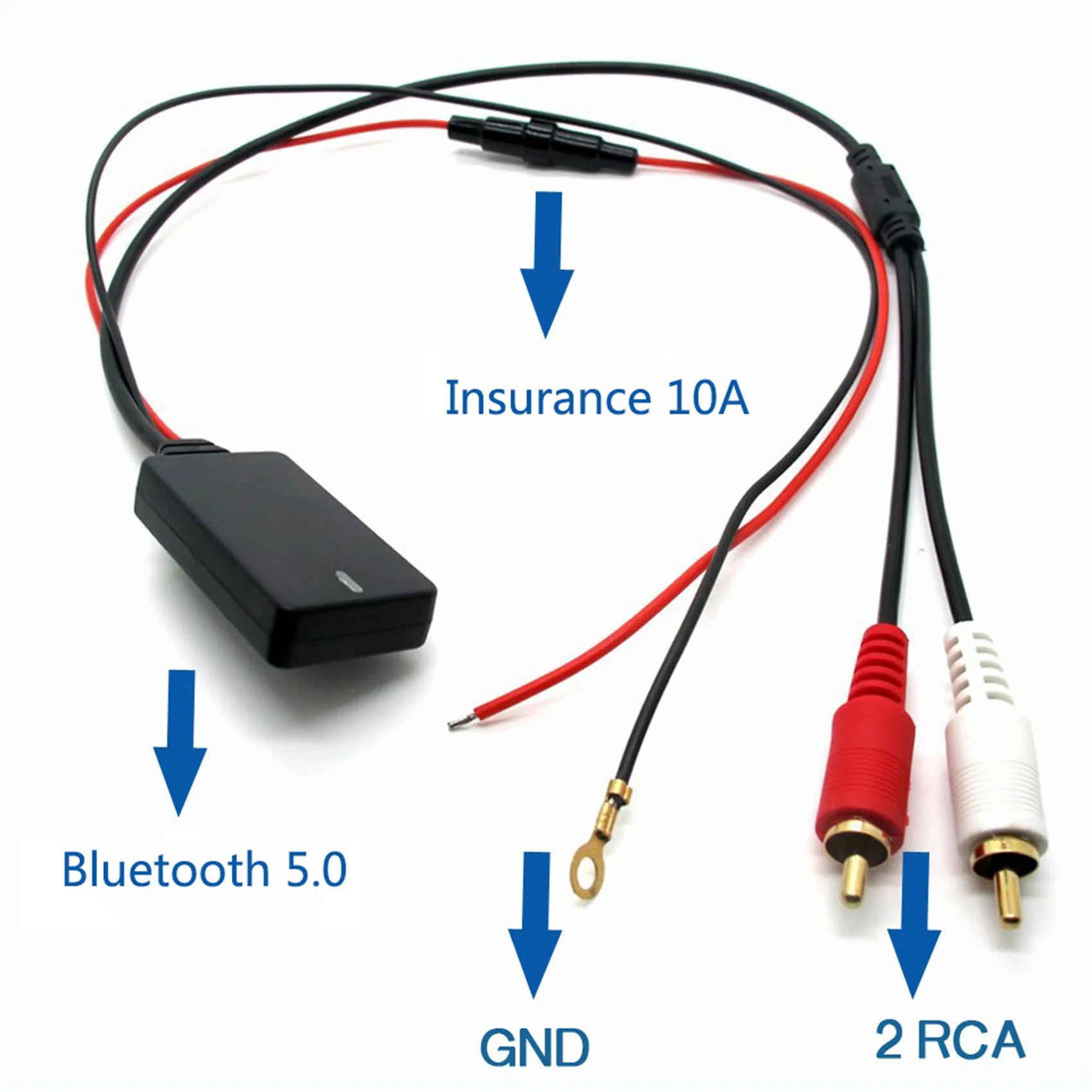 2 модуля приемника Bluetooth AUX, 2 адаптера кабеля RCA, автомагнитола, стерео, Беспроводной аудиовход, воспроизведение музыки для грузовика, авто Изображение 2