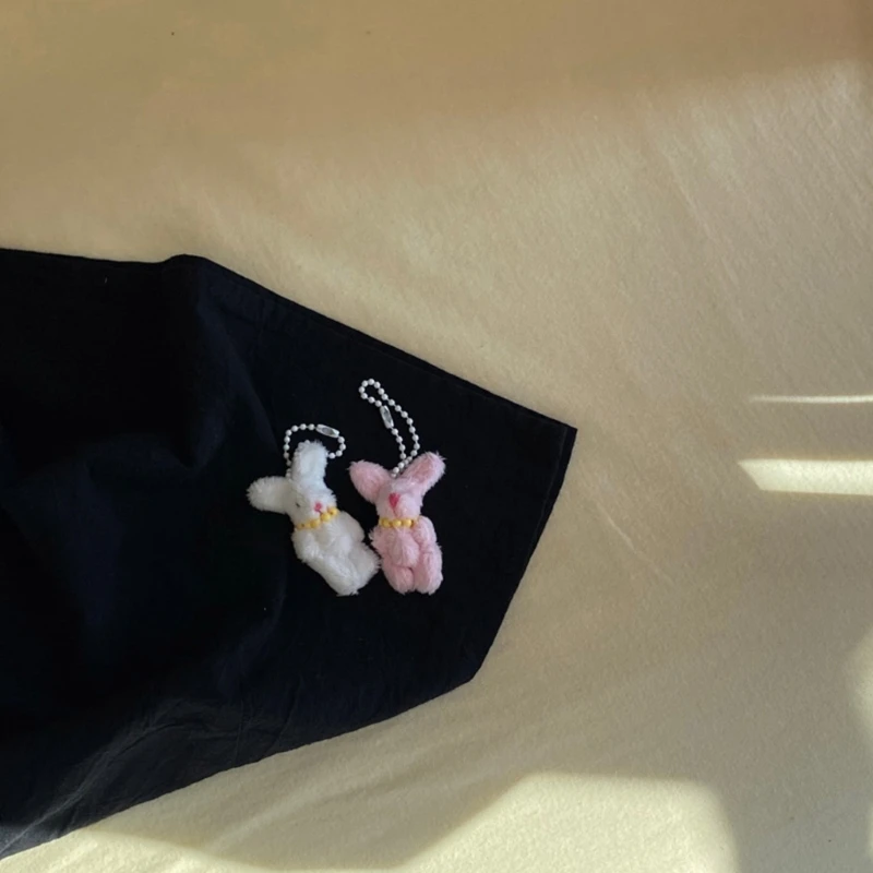 Милые плюшевые брелки в форме Кролика, Подвеска для сумки, Подвеска для рюкзака, Брелки для плюшевых кукол, Плюшевый материал для пары, девочки-подростки Изображение 3