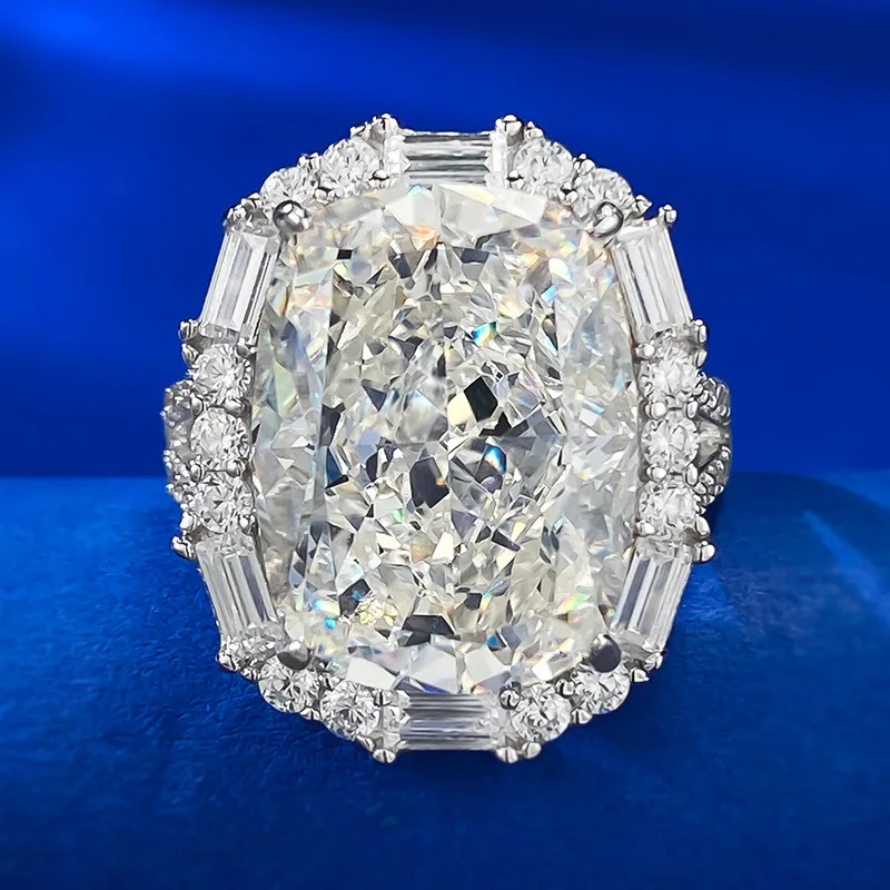 Кольцо с муассанитовым бриллиантом 8-каратной огранки, 100% настоящее серебро 925 пробы, Обручальные кольца для женщин, мужские украшения для помолвки Изображение 0