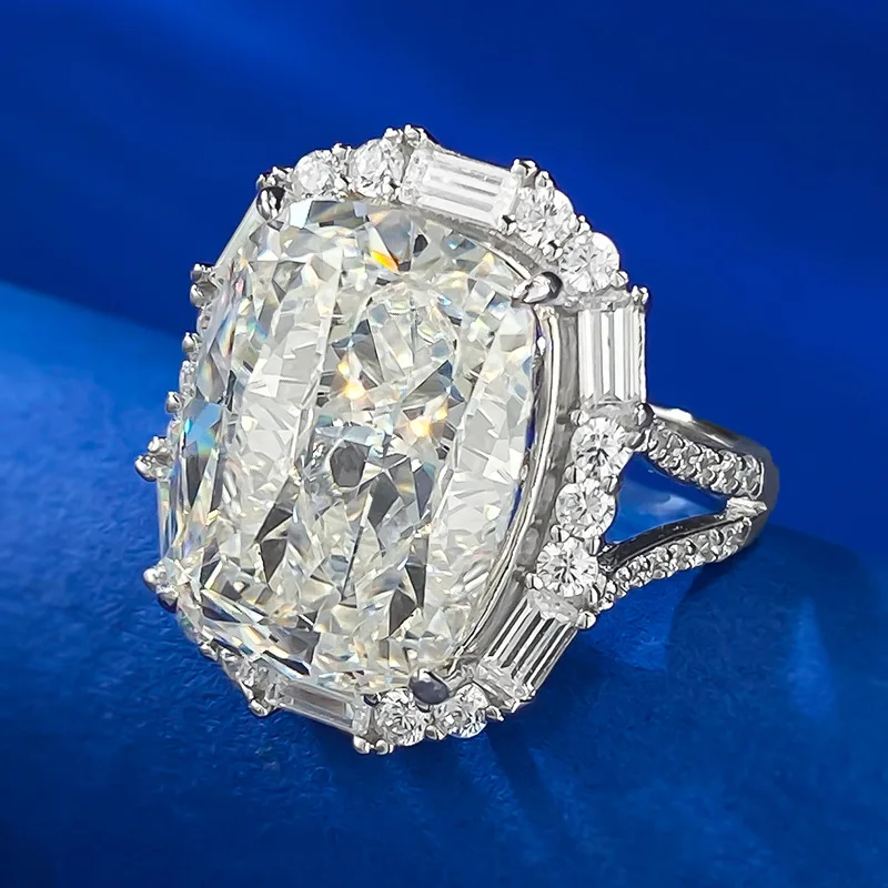 Кольцо с муассанитовым бриллиантом 8-каратной огранки, 100% настоящее серебро 925 пробы, Обручальные кольца для женщин, мужские украшения для помолвки Изображение 2