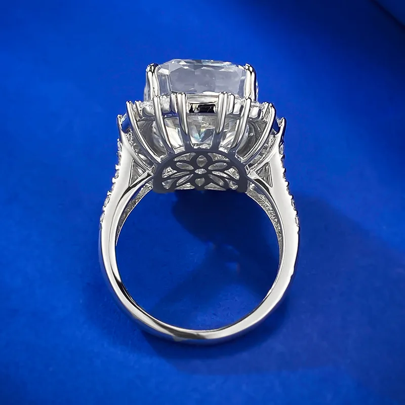 Кольцо с муассанитовым бриллиантом 8-каратной огранки, 100% настоящее серебро 925 пробы, Обручальные кольца для женщин, мужские украшения для помолвки Изображение 3