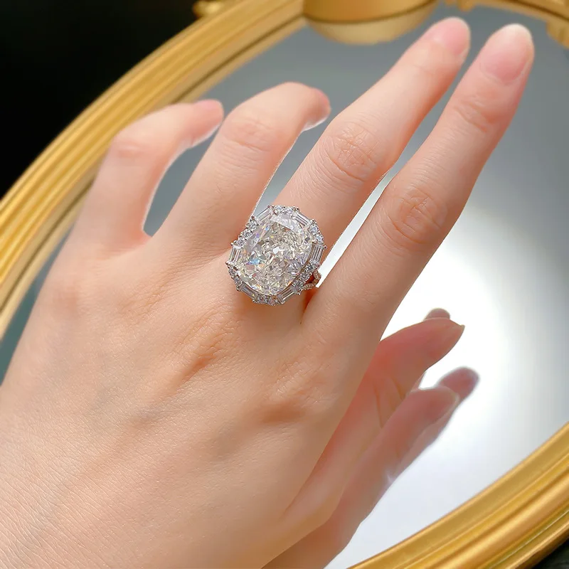 Кольцо с муассанитовым бриллиантом 8-каратной огранки, 100% настоящее серебро 925 пробы, Обручальные кольца для женщин, мужские украшения для помолвки Изображение 5