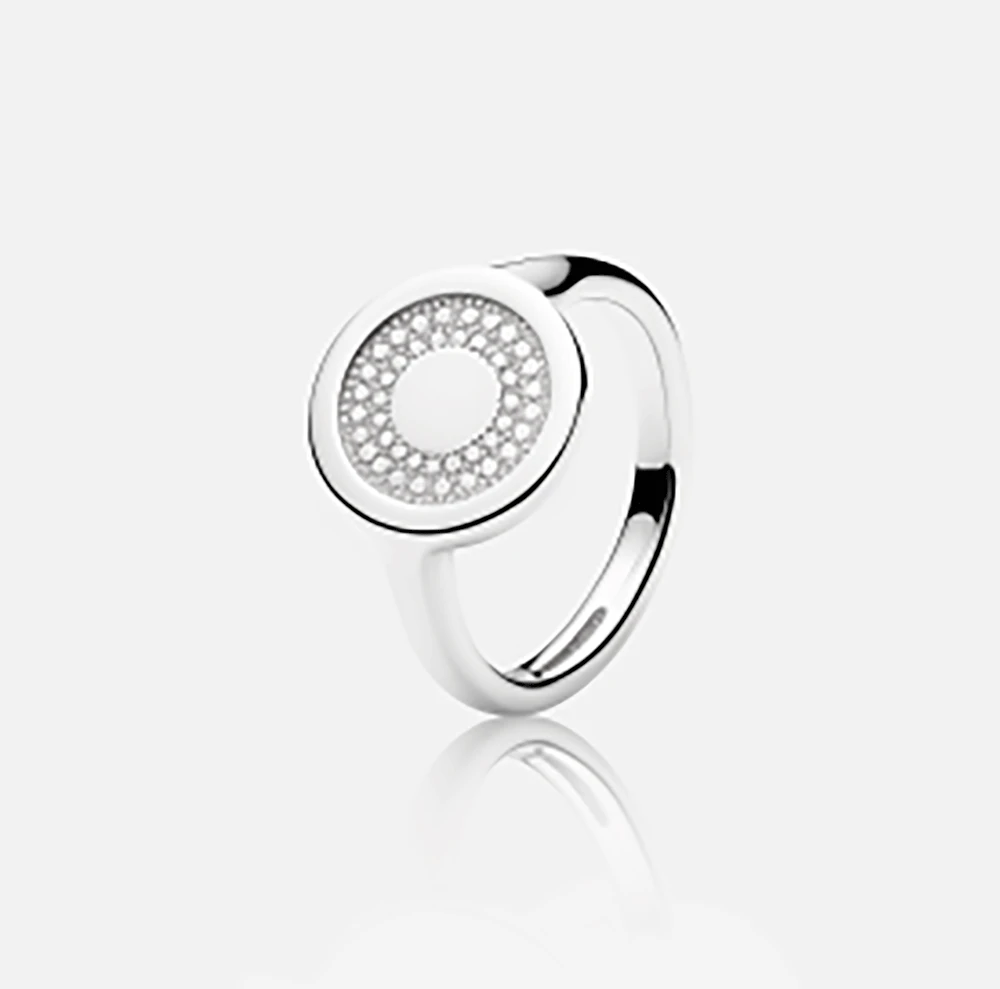 Минималистичное кольцо Pandora из стерлингового серебра S925 пробы с асимметричным обрамлением и светящимся пуантилизмом Изображение 1