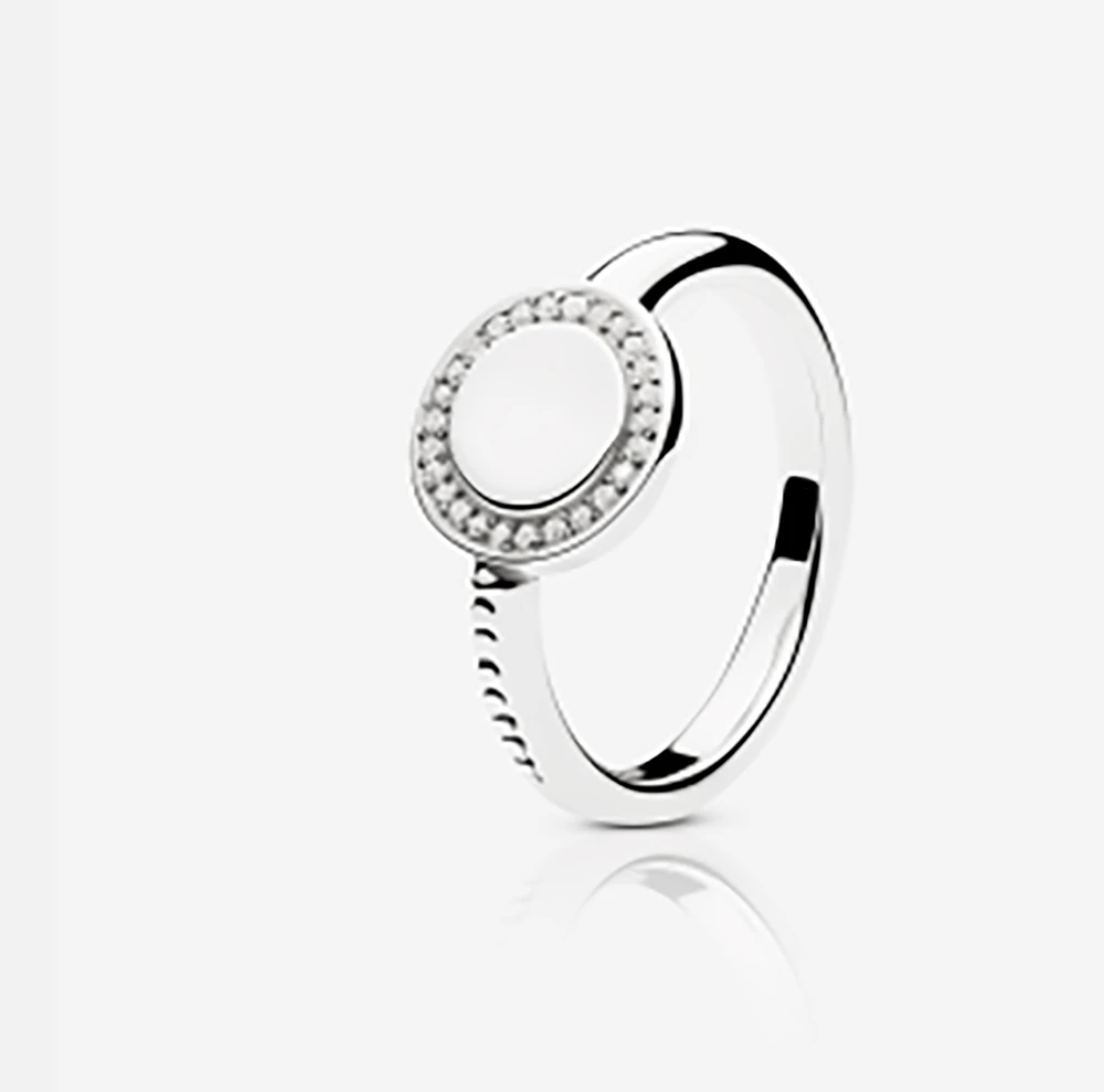 Минималистичное кольцо Pandora из стерлингового серебра S925 пробы с асимметричным обрамлением и светящимся пуантилизмом Изображение 2