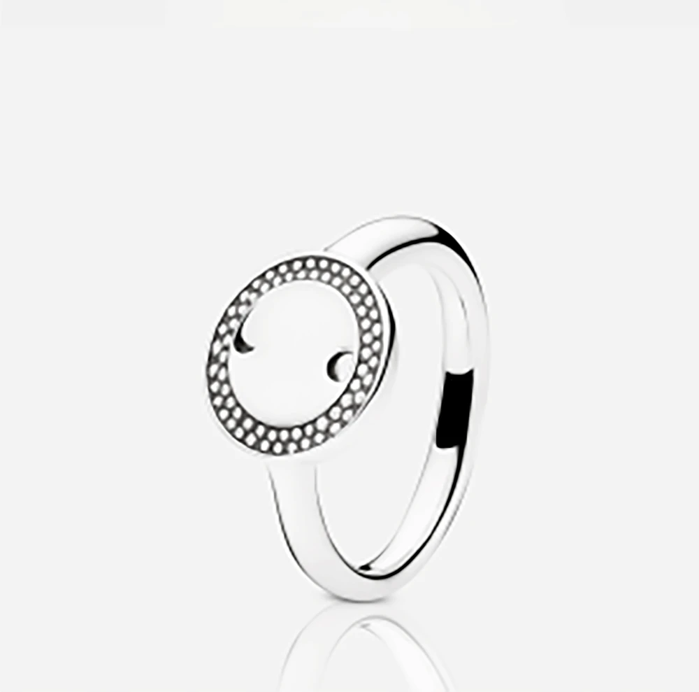 Минималистичное кольцо Pandora из стерлингового серебра S925 пробы с асимметричным обрамлением и светящимся пуантилизмом Изображение 3