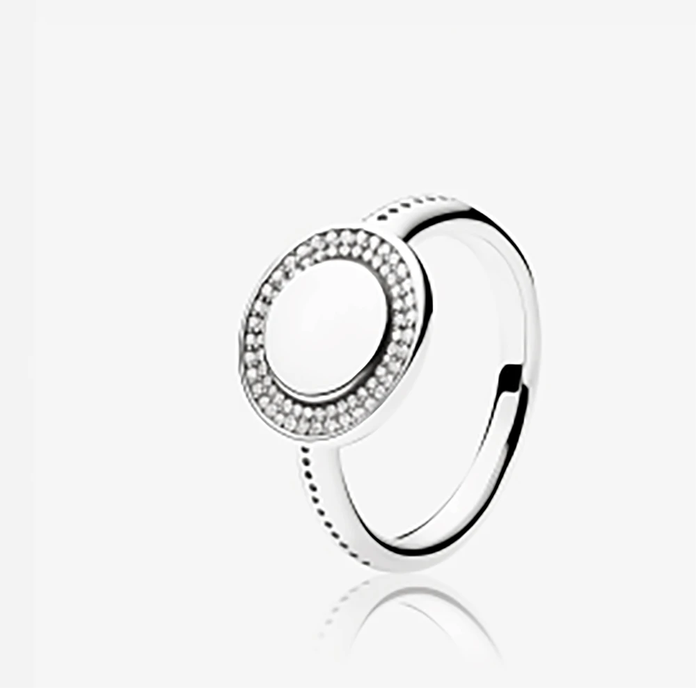 Минималистичное кольцо Pandora из стерлингового серебра S925 пробы с асимметричным обрамлением и светящимся пуантилизмом Изображение 4