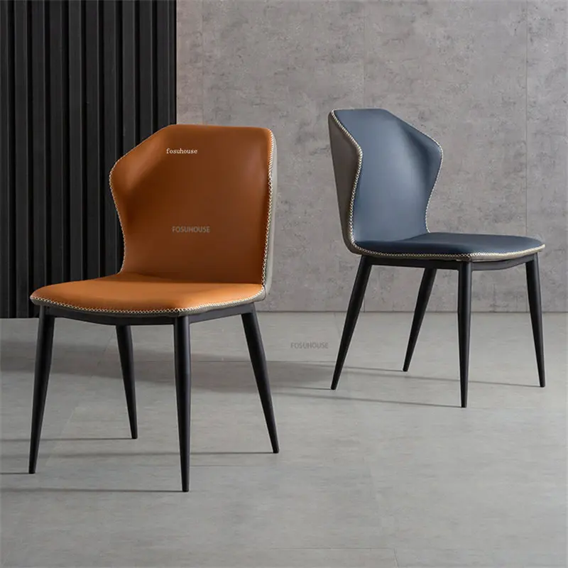 Современные минималистичные Кожаные обеденные стулья для кухонной мебели, домашнего света, роскошного ресторанного стола, обеденных стульев с мягкой спинкой Изображение 0