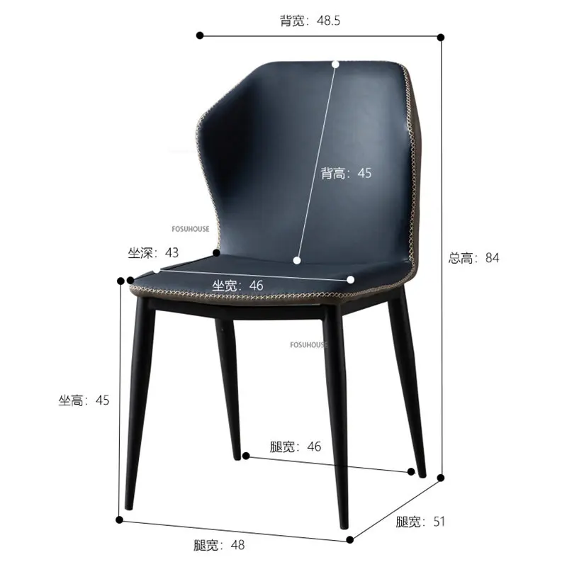 Современные минималистичные Кожаные обеденные стулья для кухонной мебели, домашнего света, роскошного ресторанного стола, обеденных стульев с мягкой спинкой Изображение 4