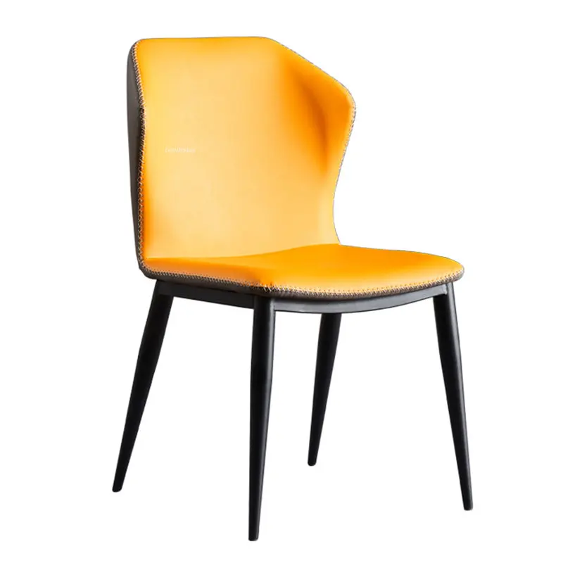 Современные минималистичные Кожаные обеденные стулья для кухонной мебели, домашнего света, роскошного ресторанного стола, обеденных стульев с мягкой спинкой Изображение 5