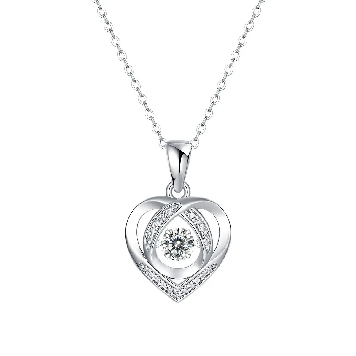 Блестящее Танцующее сердце, Муассанитовая подвеска, Плавающее бриллиантовое ожерелье для женщин, цепочка из стерлингового серебра S925 Пробы, подарок на День Святого Валентина Изображение 0