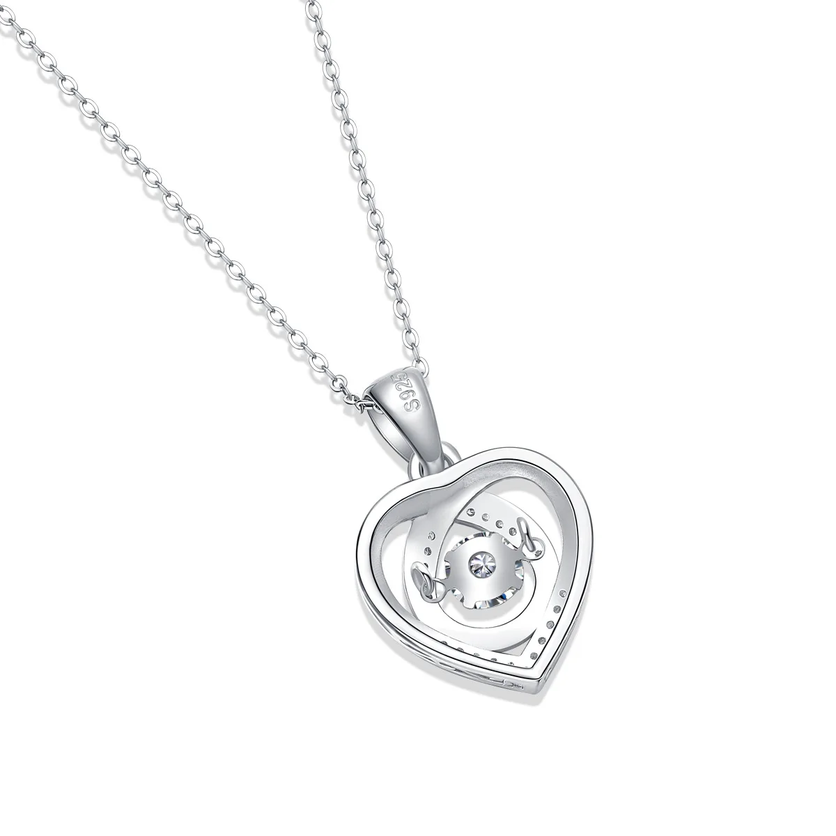 Блестящее Танцующее сердце, Муассанитовая подвеска, Плавающее бриллиантовое ожерелье для женщин, цепочка из стерлингового серебра S925 Пробы, подарок на День Святого Валентина Изображение 2