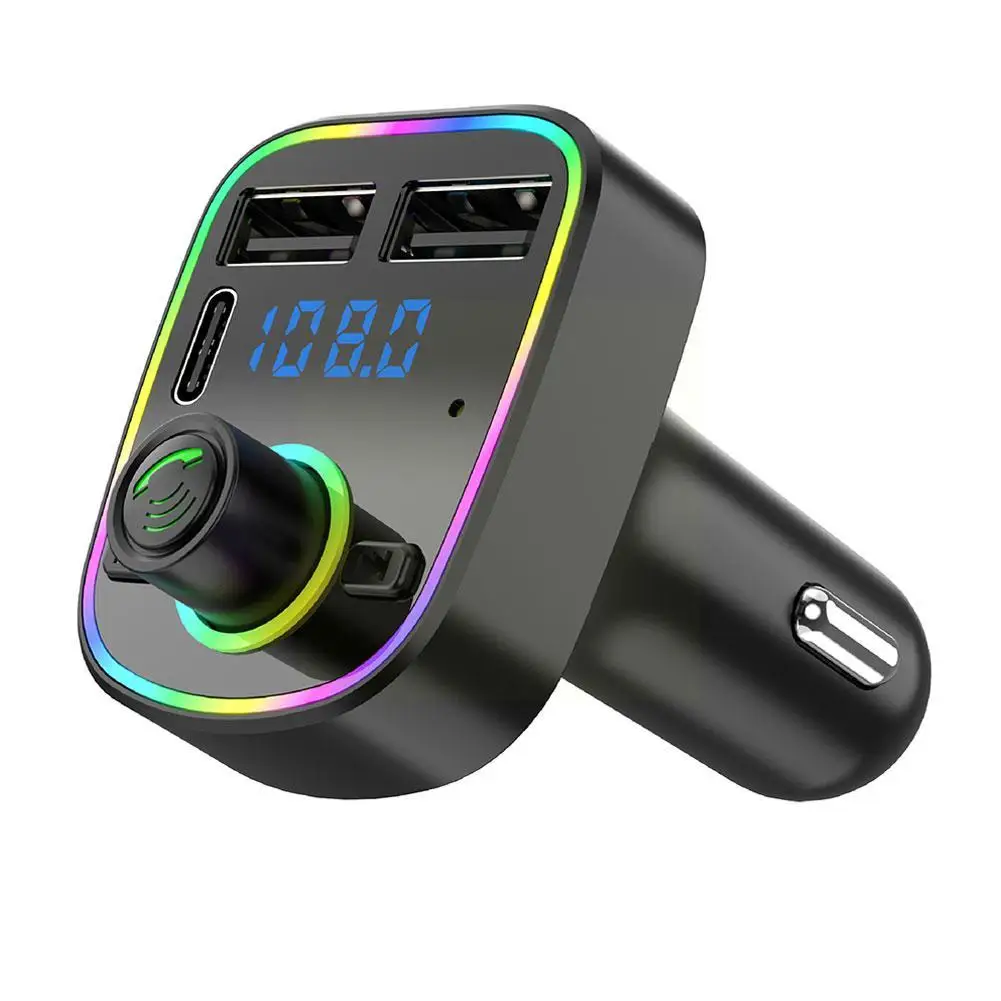 Автомобильный Bluetooth FM-передатчик PD Type-C Dual USB 3.1A Легкое Быстрое Зарядное Устройство Громкой Связи MP3 Красочный Модулятор Плеер T2J0 Изображение 5