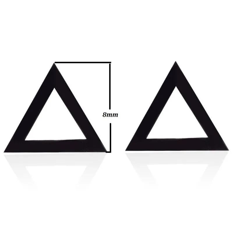 Панк-черные геометрические треугольные серьги-гвоздики для женщин и мужчин, мини-серьги из нержавеющей стали, индивидуальное украшение для пирсинга ушей Изображение 3